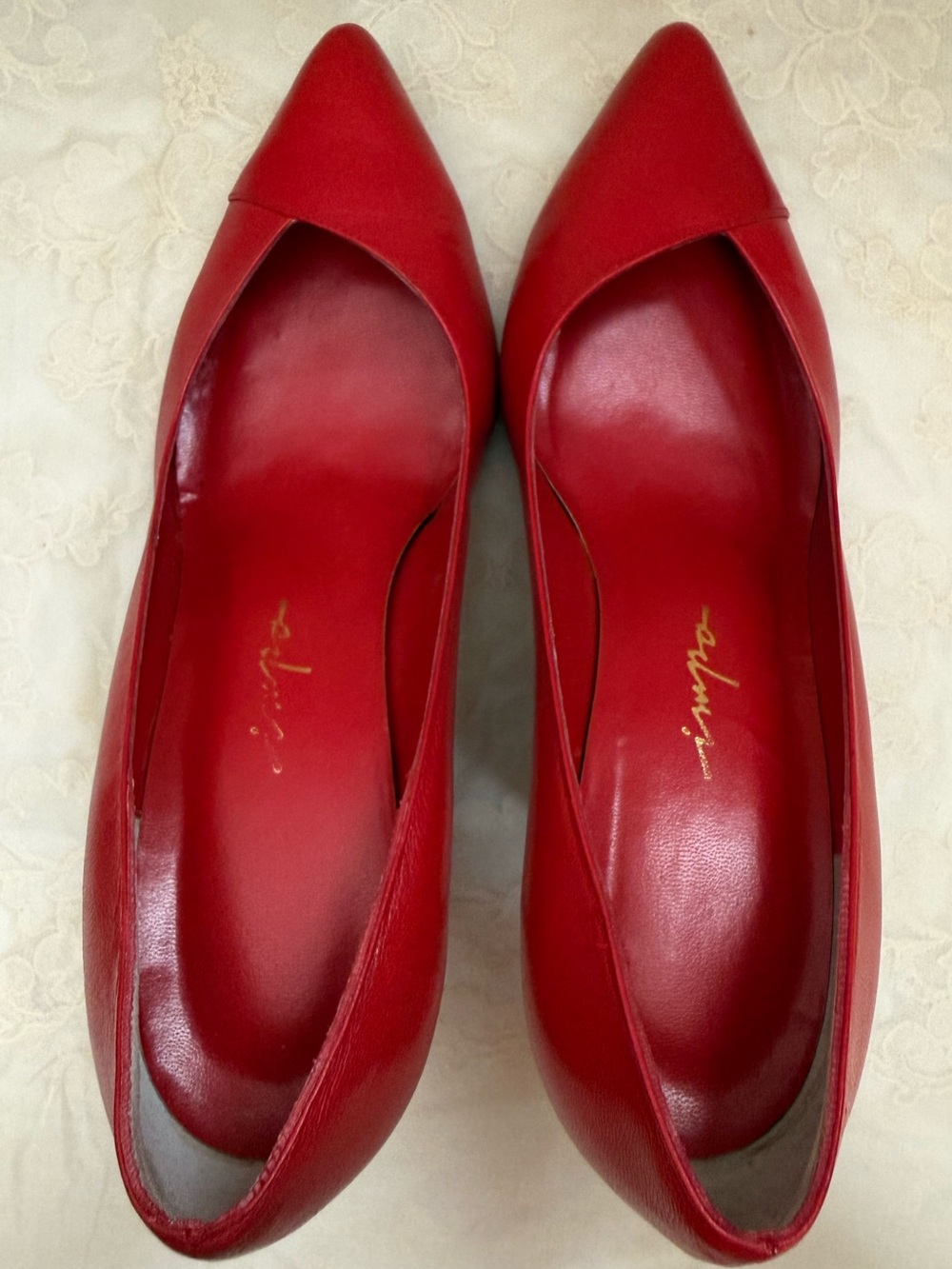 Vintage IMPO Brand Red Leather Pointed-Toe Heels 8.5 1980s 1990s Coquette - Picture 5 of 13